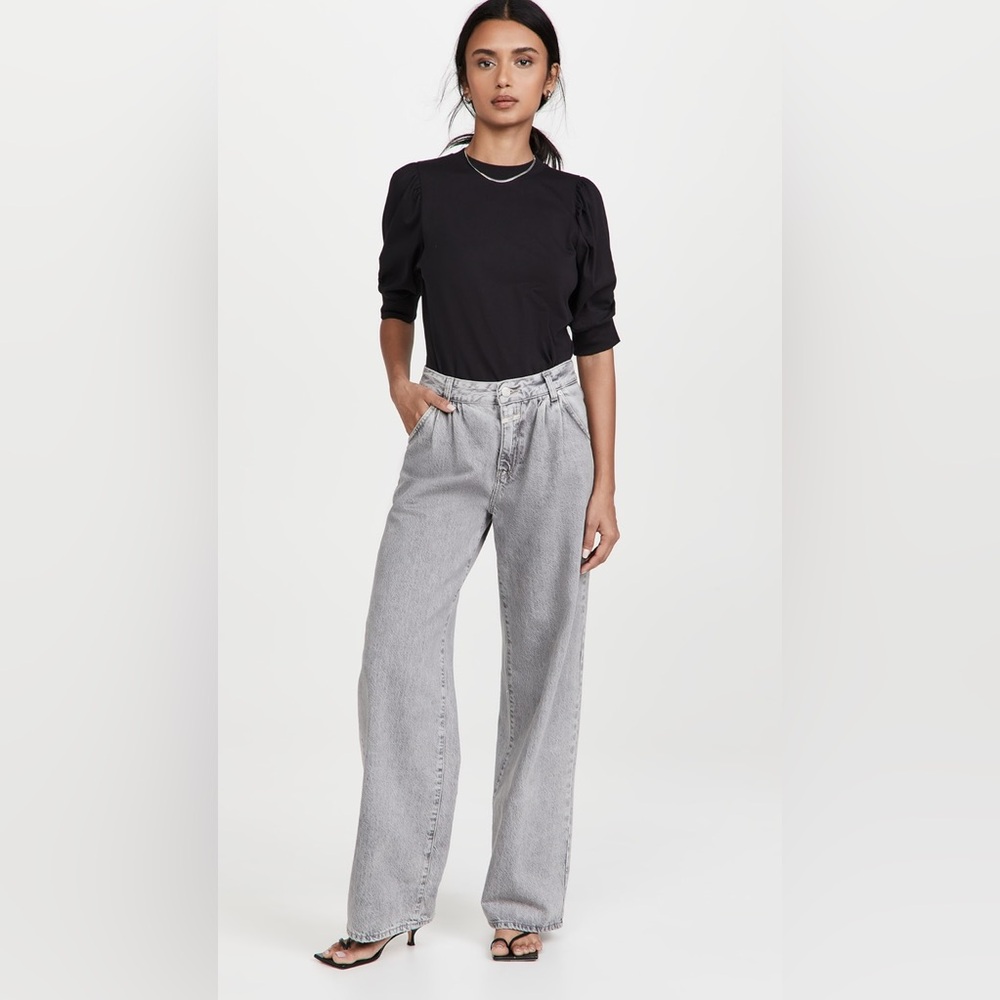 Frame Frankie Puff Sleeve Tee in black - Picture 2 of 15